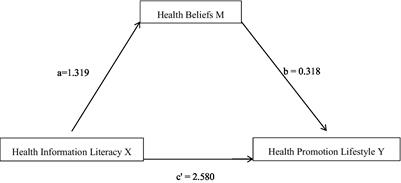 Relationship between health information literacy and health promoting lifestyle among first-degree relatives of patients with colorectal cancer in China: the mediating effect of health belief